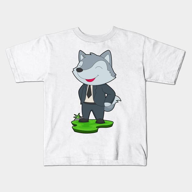 Wolf Groom Tie Wedding Kids T-Shirt by Markus Schnabel